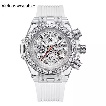 Новые кварцевые часы, модные трендовые мужские часы с календарем, светящиеся часы с перспективным окошком