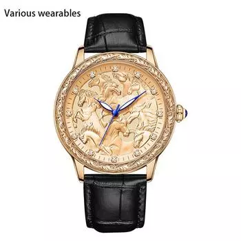 Новые кварцевые ретро мужские часы с гравировкой на поясе модные флуоресцентные трендовые крутые мужские часы