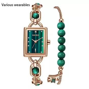 Новые кварцевые женские часы, модные, легкие, роскошные, изысканные, подержанные, изумрудные, браслет женские часы