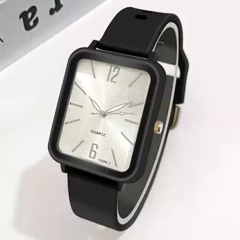 Новые кварцевые женские кварцевые часы мужские спортивные наручные часы циферблат силиконовая лента прямоугольный новый стиль унисекс темно-синий