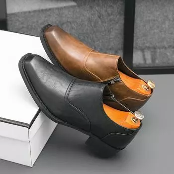 Новые лаконичные мужские деловые туфли-лоферы без застежек Роскошные кожаные туфли Официальные офисные туфли Туфли для вождения Туфли для выпускного вечера 38 коричневый