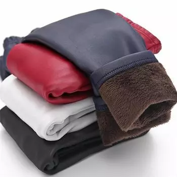 Новые леггинсы из искусственной кожи для девочек на осень/зиму с бархатной подкладкой 110 cm