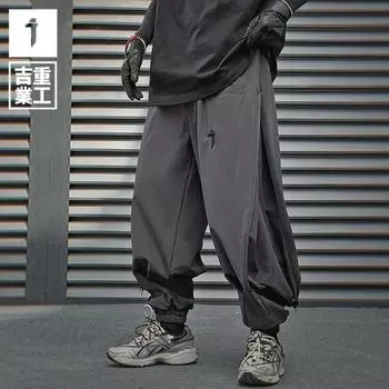 Новые леггинсы Jiye Heavy Industry для мужчин, свободная функциональная рабочая одежда, крутые черные повседневные брюки L чёрный