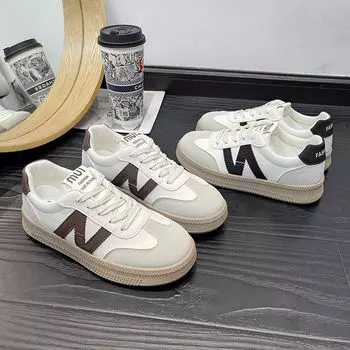 Новые легкие немецкие тренировочные белые туфли с толстой подошвой в иностранном стиле, универсальные повседневные спортивные туфли для сноубординга в стиле ретро с мягкой подошвой 35 чёрный