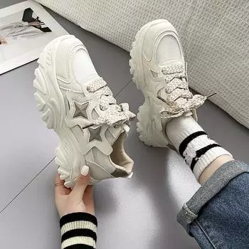 Новые легкие ретро дышащие кроссовки на толстой подошве сетчатые повседневные туфли летняя модная обувь для папы для женщин 35