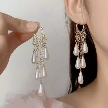 Новые легкие роскошные дизайнерские длинные серьги с жемчугом и бахромой для женщин, ювелирные изделия