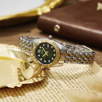 Новые легкие роскошные и элегантные женские кварцевые часы для ежедневных поездок на работу, часы со стальным ремешком и стразами, простые темпераментные часы для женщин