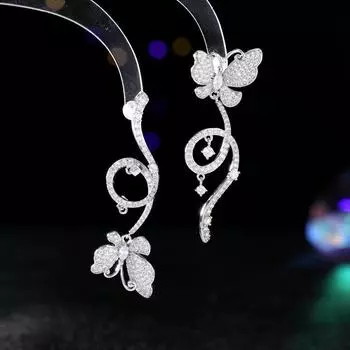 Новые легкие роскошные модные асимметричные серьги-бабочки AB женские серебряные иглы s925 креативный дизайн стример милые серьги золотой