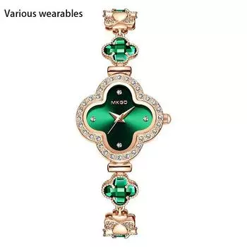 Новые легкие роскошные модные ретро-часы с четырехлистным клевером, высококачественный браслет с кристаллами и бриллиантами, женские водонепроницаемые часы