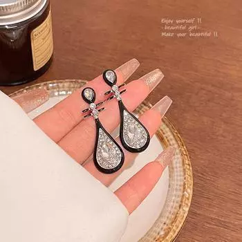 Новые серьги в китайском стиле Light Luxury Niche Black Pipa Full Cover для женщин 1 pair