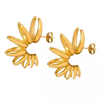 Новые лепестки в форме буквы С постепенно меняют серьги из титановой стали с покрытием из 18-каратного золота, стиль яркого лица с теми же персонализированными серьгами