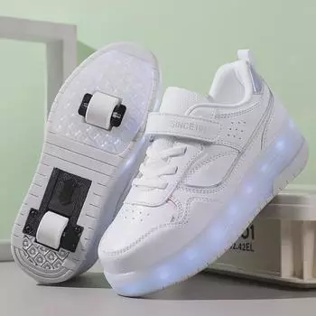 «Новые летающие роликовые коньки Hot Wheels: Четырехколесная обувь для мальчиков и девочек с плоской скользящей подошвой. 36