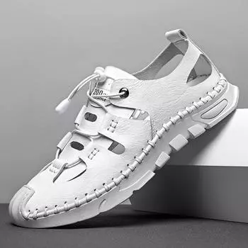 Новые летние белые дышащие римские сандалии, мягкая подошва, нескользящая обувь, модная пляжная повседневная плоская удобная обувь, гладиаторские сандалии 38 чёрный