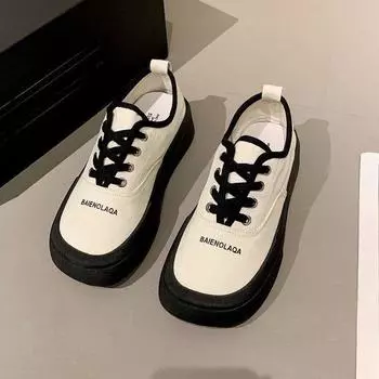 Новые летние белые туфли с квадратным носком и шнуровкой, женские модные повседневные спортивные парусиновые туфли соответствующего цвета с буквами 35