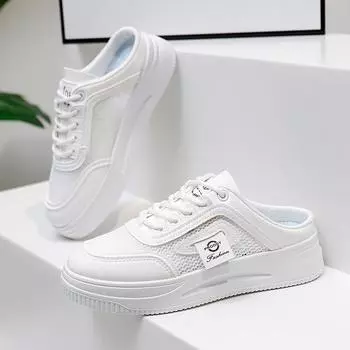 Новые летние белые туфли с полуподдержкой, женская дышащая повседневная обувь увеличенного размера 35