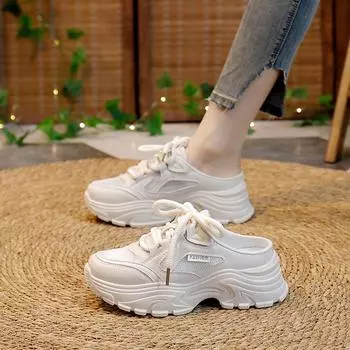 Новые летние белые туфли с полуподдержкой, женская модная дышащая повседневная обувь увеличенного размера 35