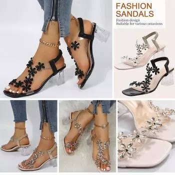 Новые летние босоножки на наклонном каблуке на толстой подошве с замшей и пряжкой снизу для комфортной, повседневной и модной женской обуви 39 чёрный