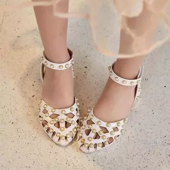 Новые летние босоножки на высоком каблуке для девочек, детская обувь с жемчугом на мягкой подошве 29 красный