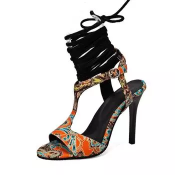 Новые летние дизайнерские сексуальные сандалии на высоком каблуке с перекрестным ремешком на щиколотке для девочек, женская обувь на каблуке, женская уличная стильная обувь 41