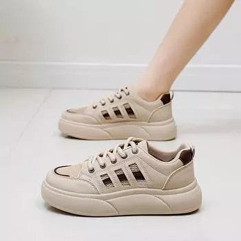 Новые летние дышащие белые туфли для женщин, повседневные туфли с низким берцем, туфли на платформе, женские туфли на платформе 35 белый