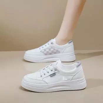 Новые летние дышащие белые туфли Ins, женские повседневные туфли с низким верхом, туфли на платформе, туфли на платформе 35