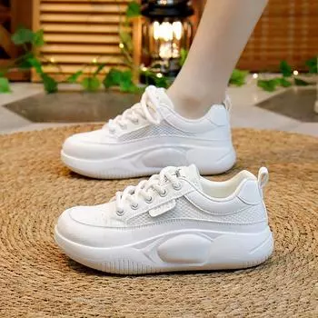 Новые летние дышащие белые туфли, полые туфли для отдыха, универсальные туфли на платформе с толстой подошвой 35