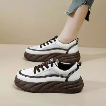 Новые летние дышащие белые туфли, полые туфли для отдыха, универсальные туфли на платформе с толстой подошвой 35