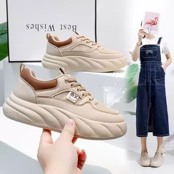 Новые летние дышащие белые туфли в корейском стиле, женские повседневные туфли с низким берцем, туфли на платформе, туфли на платформе Kt2638 35