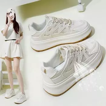 Новые летние дышащие белые туфли в корейском стиле, женские повседневные туфли с низким берцем, туфли на платформе, туфли на платформе Zy1807 35