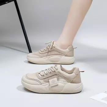 Новые летние дышащие белые туфли, женские туфли для отдыха на толстой подошве, универсальные туфли на платформе 35