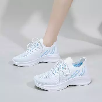 Новые летние дышащие летающие тканые женские туфли, модные кроссовки для бега, женская повседневная обувь 35