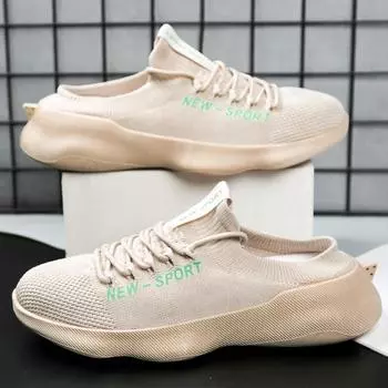 Новые летние дышащие полутапочки, модная трендовая повседневная мужская обувь для ленивых людей, летающая обувь 39 чёрный