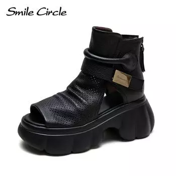 Новые летние дышащие сандалии с открытым носком «рыбий рот», ботинки, повседневные универсальные сандалии, легкая удобная женская обувь 35 чёрный