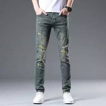 Новые летние джинсы модного бренда, облегающие, длиной девять точек, эластичные, повседневные длинные брюки для мужчин 28