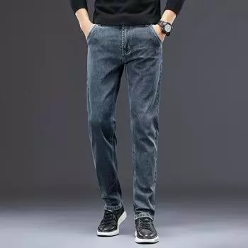 Новые летние джинсы, мужские прямые свободные эластичные тонкие модные брендовые повседневные длинные брюки в стиле ретро в стиле ретро 28