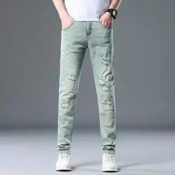 Новые летние джинсы слим фит, повседневные длинные брюки для мужчин 28
