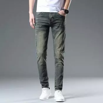 Новые летние джинсы слим фит, повседневные длинные брюки для мужчин 28
