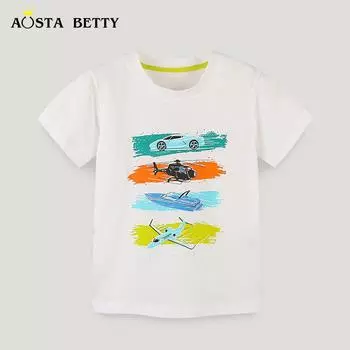 «Новые летние футболки для мальчиков с короткими рукавами, милым принтом мотоциклов и круглым вырезом» 115 cm - 5 Years