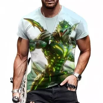 Новые летние футболки с 3D цифровой печатью Crocodile Rider, повседневная мужская и женская одежда с короткими рукавами, топ XXS-6XL XS