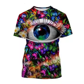 Новые летние футболки с 3D-принтом Eye Art для мужчин и женщин, футболка с изображением человеческого лица и органа, футболка с коротким рукавом, футболка Harajuku большого размера, детская одежда S