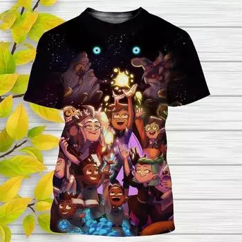Новые летние футболки с изображением совиного домика, мультяшный аниме-принт 3D, уличная одежда для мужчин и женщин, повседневная мода, большие футболки для детей, футболки, топы 170