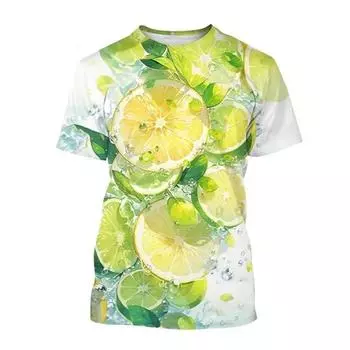 Новые летние футболки с рисунком фруктов и лимонов, нарисованные графическим принтом в виде 3D-принта для мужчин и женщин, смешная футболка с коротким рукавом, футболка большого размера, детская одежда S