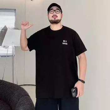 Летняя новая хлопковая мужская футболка большого размера с короткими рукавами и круглым вырезом с буквенным принтом M