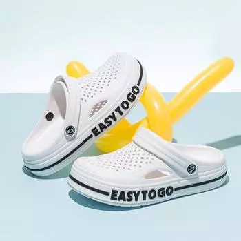 Новые летние классические сабо, мужские пляжные сандалии, повседневная обувь, легкие тапочки из ЭВА, обувь с надписью, уличные тапочки 40-41