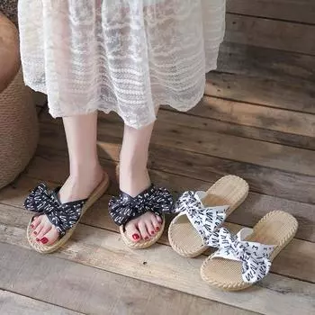 Новые летние классные тапочки женские модные женские тапочки с бантом нескользящие и износостойкие 36/37