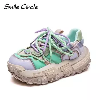 Новые летние красочные дышащие неуклюжие кроссовки Macaron, легкие роскошные нишевые уличные женские туфли с жареным рисунком