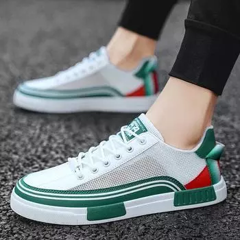 Новые летние кроссовки с сеткой, повседневная мужская обувь, удобная обувь с сеткой, универсальная дышащая студенческая модная обувь 38 белый