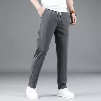 Новые летние маленькие костюмные брюки, мужские свободные спортивные весенне-летние прямые свободные повседневные брюки для мальчиков 28 чёрный