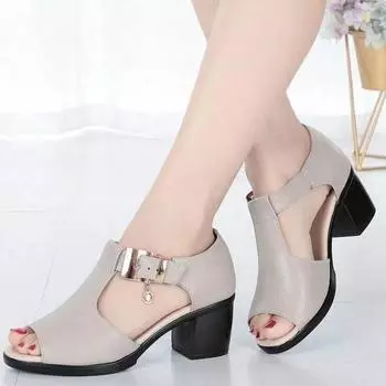 Новые летние модные элегантные повседневные женские сандалии на толстом каблуке, легкие модные туфли на высоком каблуке с открытым носком и открытым носком:А-7 35