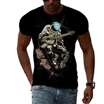 Новые летние модные футболки с рисунком музыкальной гитары для мужчин, повседневная футболка с круглым вырезом в уличном стиле и принтом в стиле хип-хоп, Харадзюку, с коротким рукавом S